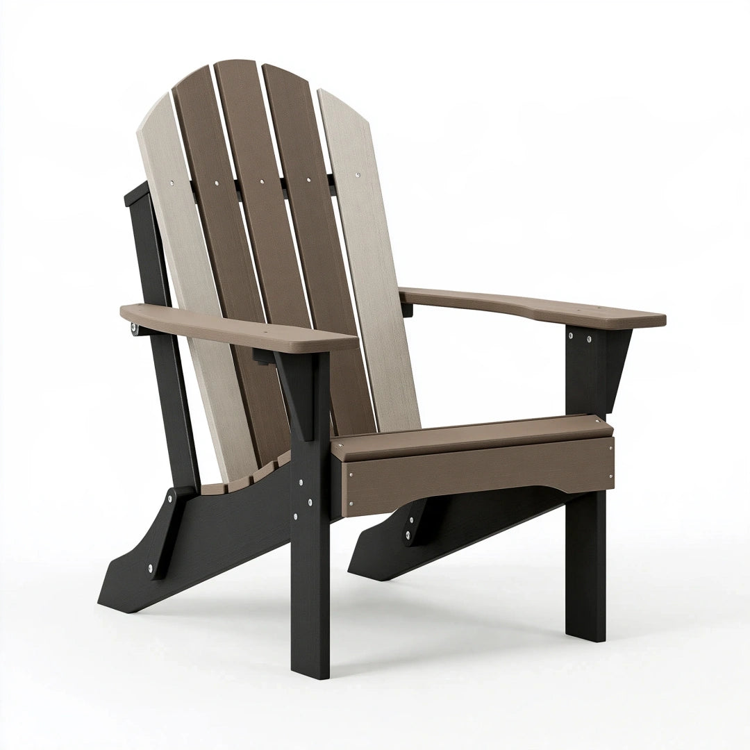 Adirondack-Gartenstuhl 86 x 75 x 98 cm Kunststoff Braun Beige Schwarz mit Armlehnen