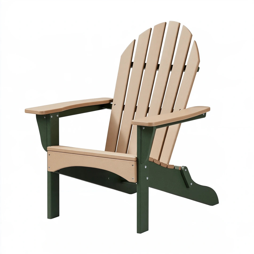 Adirondack Gartenstuhl 86 x 78 x 98 cm Kunststoff Beige Dunkelgrün mit breiten Armlehnen