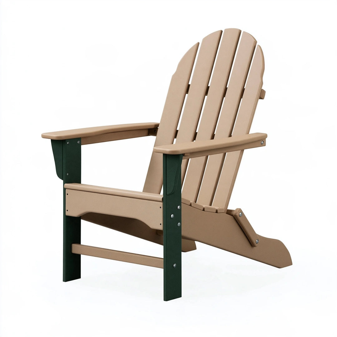 Adirondack-Gartenstuhl 80 x 75 x 98 cm aus Kunststoff Beige Grün für Terrasse mit breiten Armlehnen