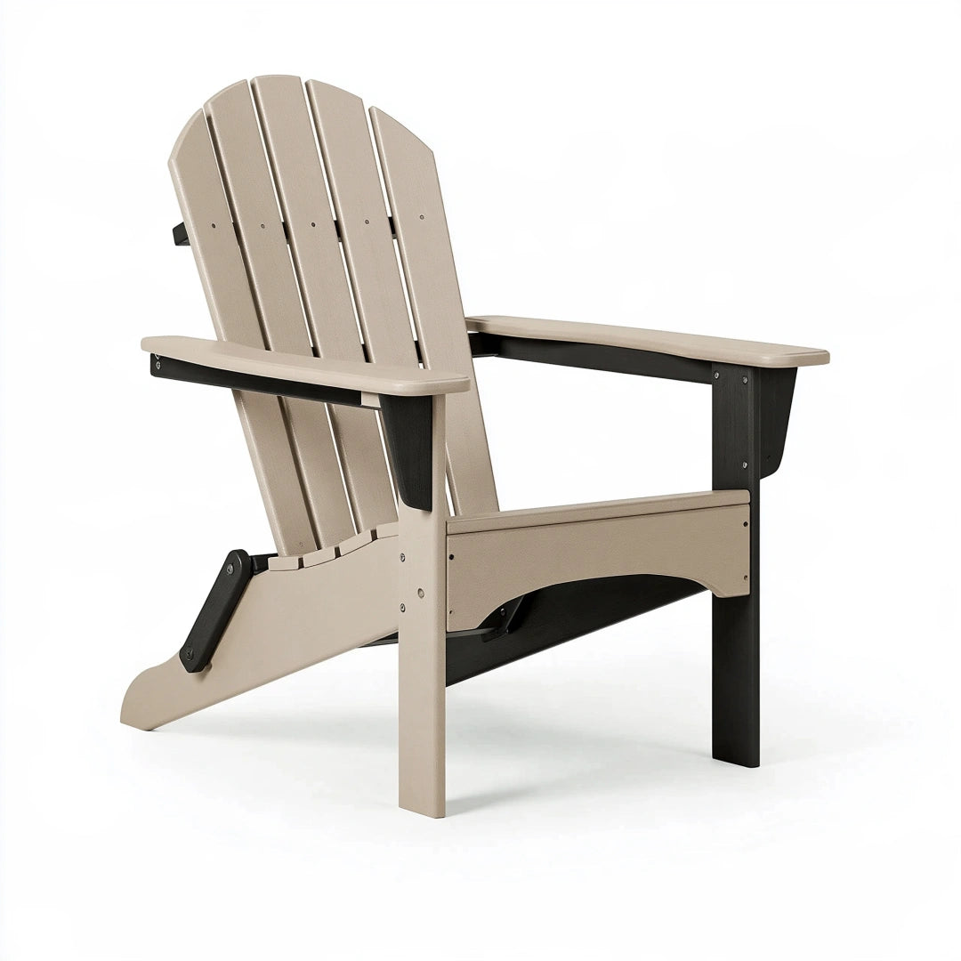 Adirondack Gartenstuhl 79 x 83 x 98 cm aus Kunststoff in Beige Schwarz klappbar