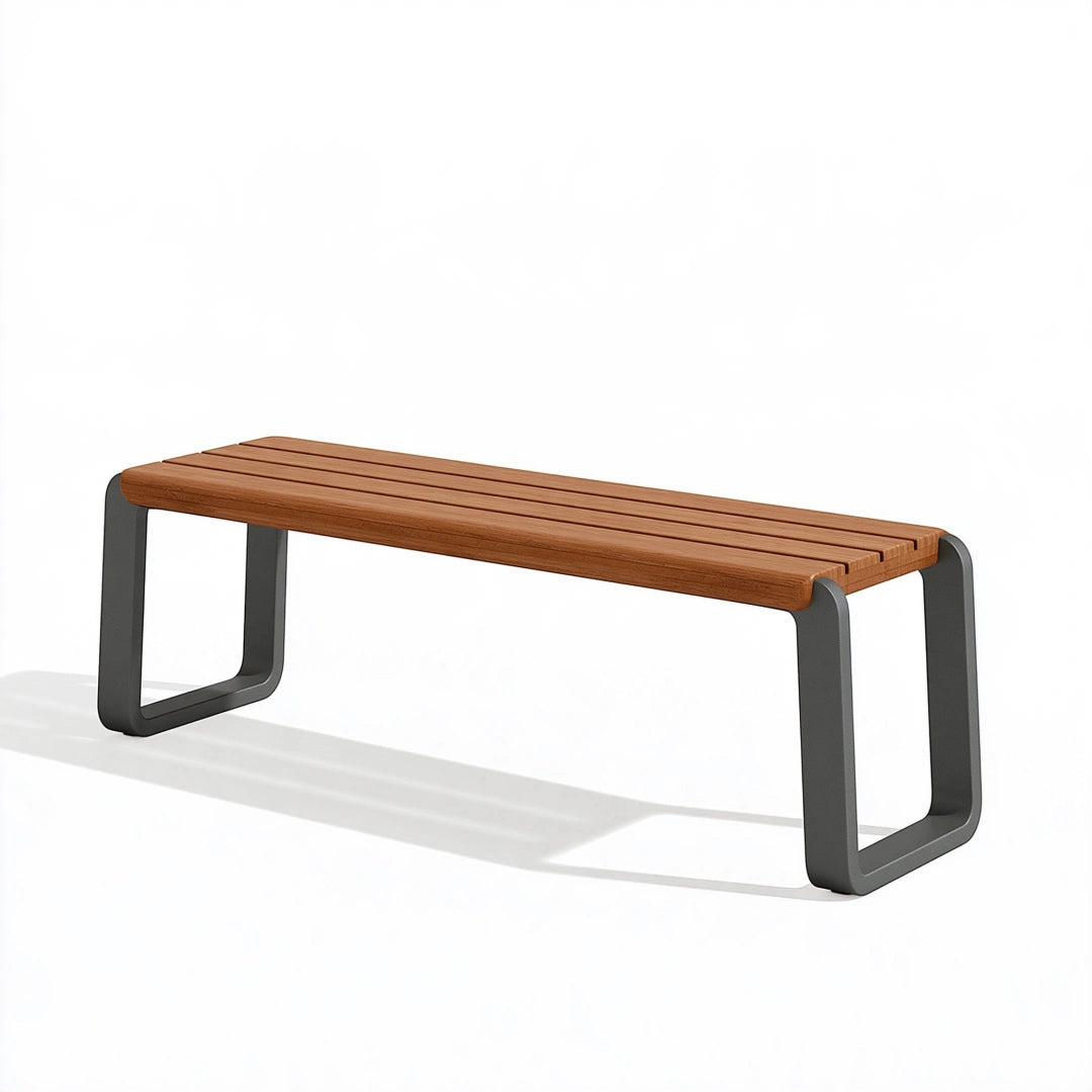 Gartenbank 150 x 40 x 45 cm Holz Braun Metall Anthrazit modern
