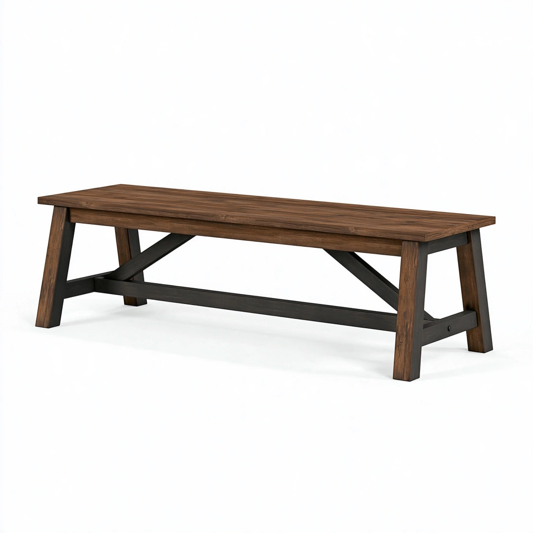 Sitzbank 180 x 35 x 45 cm Holz Braun Schwarz im Industriestil