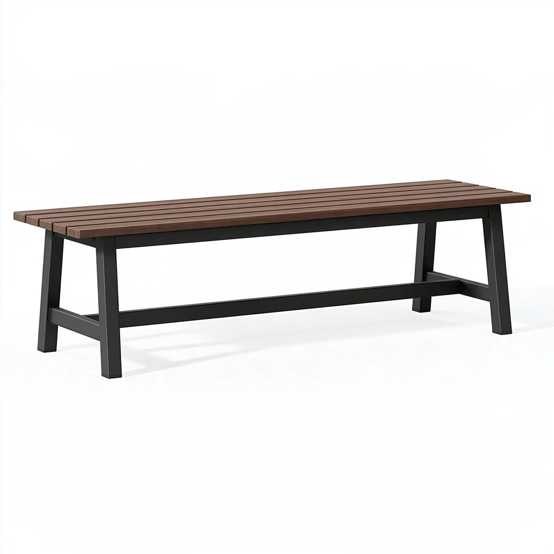 Gartenbank 180 x 35 x 45 cm Holz und Metall Braun Schwarz - Lattenoptik