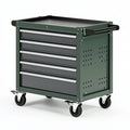 Werkzeugwagen 85 x 46 x 95 cm aus Stahl dunkelgrün mit 6 Schubladen und Rollen