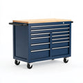 Werkzeugwagen 120 x 60 x 95 cm aus Stahl und Holz in Dunkelblau mit 10 Schubladen