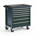 Werkzeugwagen 76 x 46 x 97 cm Stahl dunkelgrün abschließbar mit 7 Schubladen
