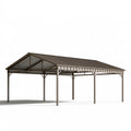 Metall Carport 600 x 300 x 280 cm Braun Grau mit Satteldach
