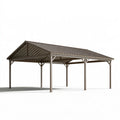 Carport 600 x 300 x 280 cm Stahl Grau mit Satteldach für Außenbereich