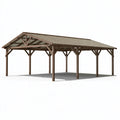 Carport 600 x 500 x 300 cm Holz Braun mit Metalldach für Außenbereich