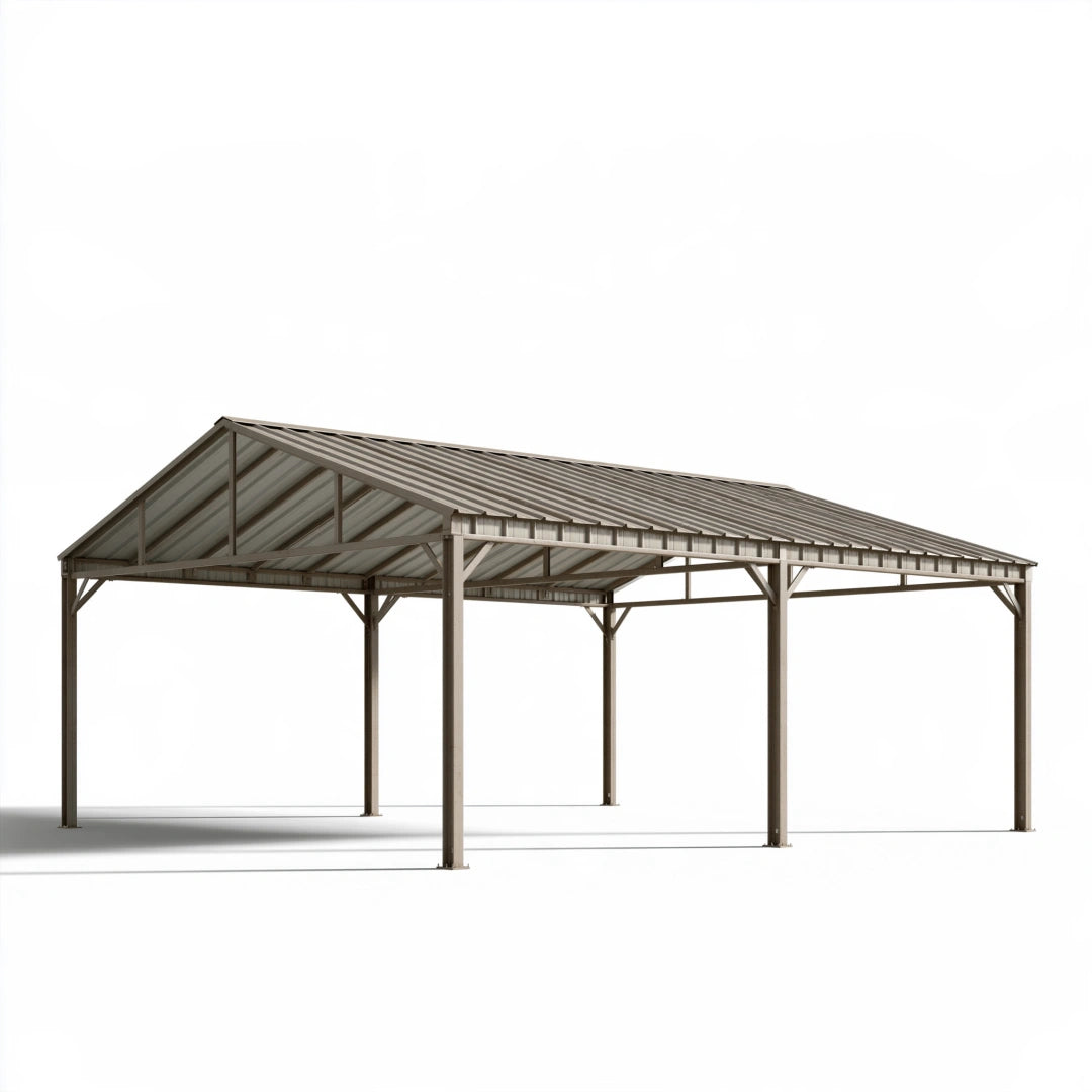 Carport 600 x 300 x 270 cm Stahl grau freistehend mit Satteldach